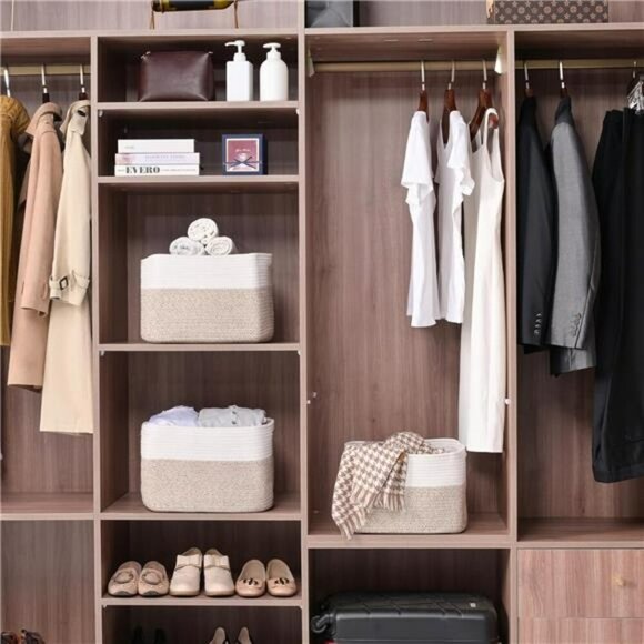 Woven Cotton Rope Storage Baskets Set of 3 Toy Book Baby Organizer Bin - Picture 2 of 7